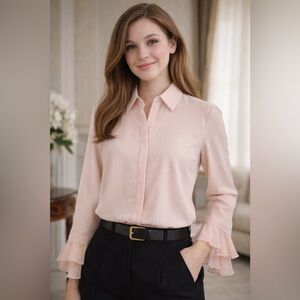 TTAHARI Long Sleeve Blouse Small Size Light Pink Color